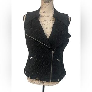Spirited Randolph Duke Black Tweed Moto Vest Small